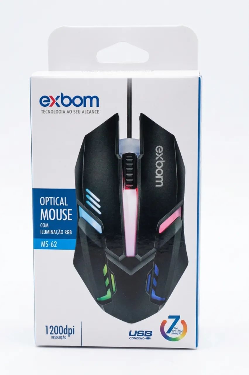 Mouse Gamer Exbom MS-62 Iluminação RGB 1200 DPI USB - Foto 2