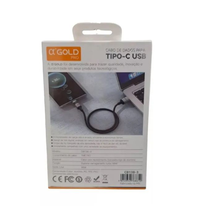 Cabo Usb-c 66W PD Display Led Inteligente A'Gold - Foto 3