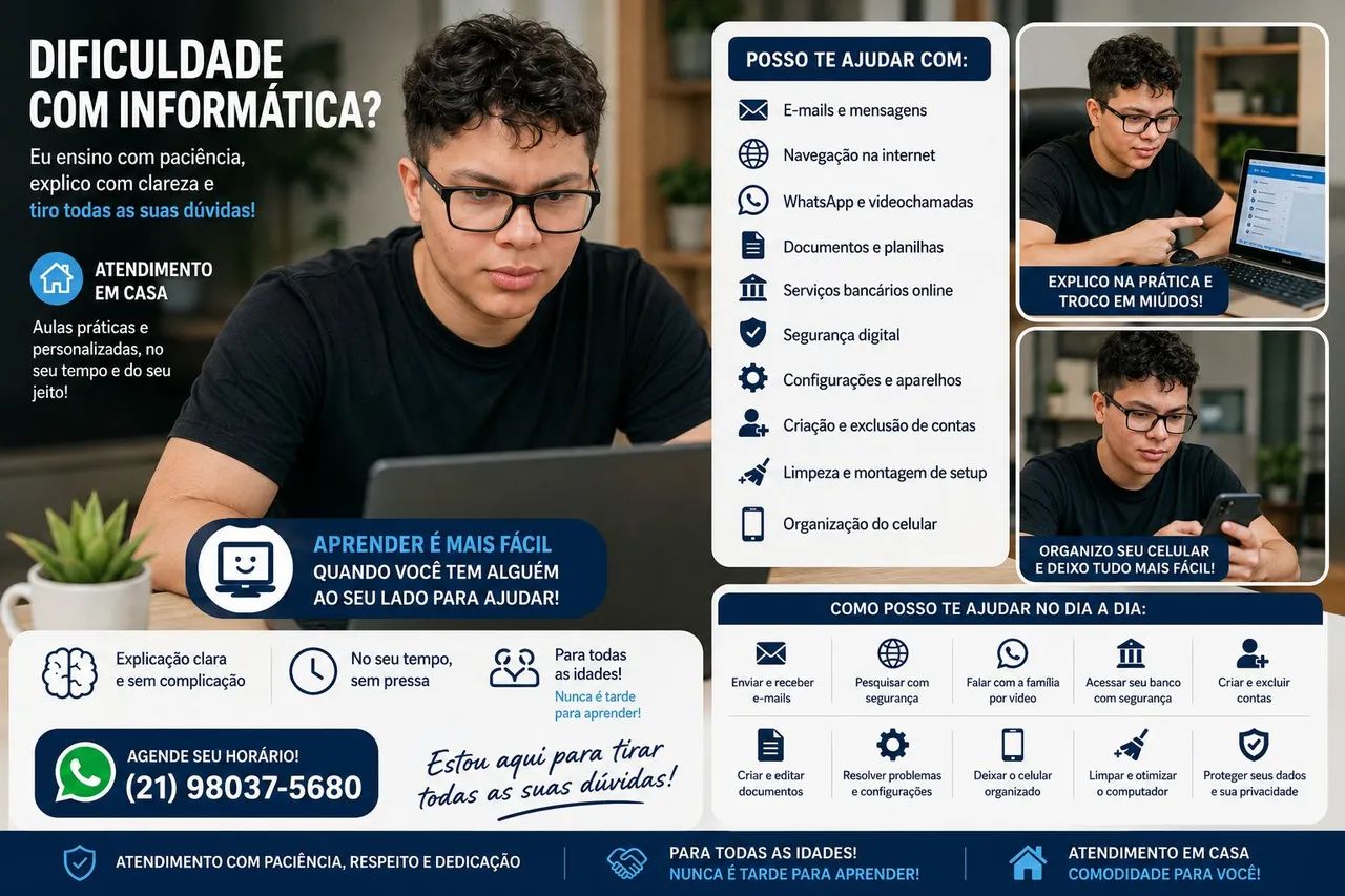 Dificuldade com informática? Eu te ajudo! 