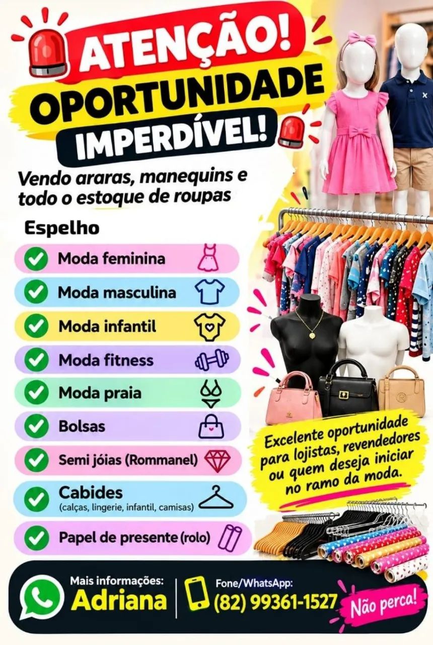 Produtos de loja,espelhos,araras,cabides 