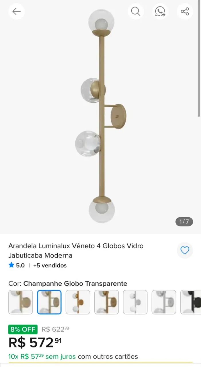 arandela luminária LUMINALUX VENÊTO - Foto 6
