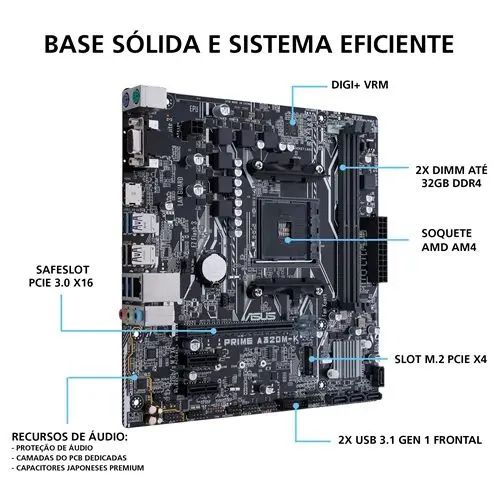 Placa-Mae Asus prime A320M-K/BR - Foto 3