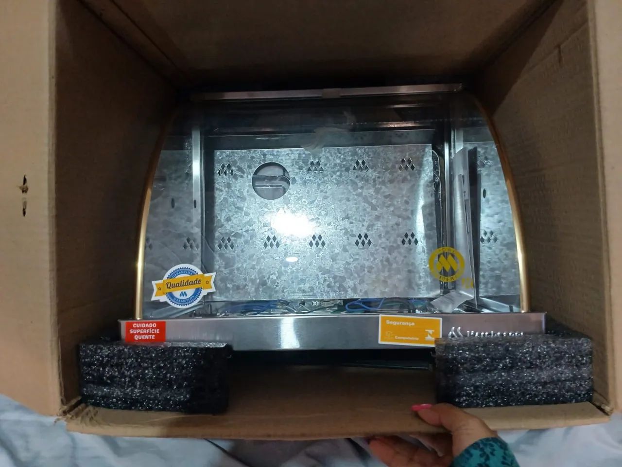Estufa ouro pra salgados curvada dupla com 6 bandejas 127 v - Foto 3