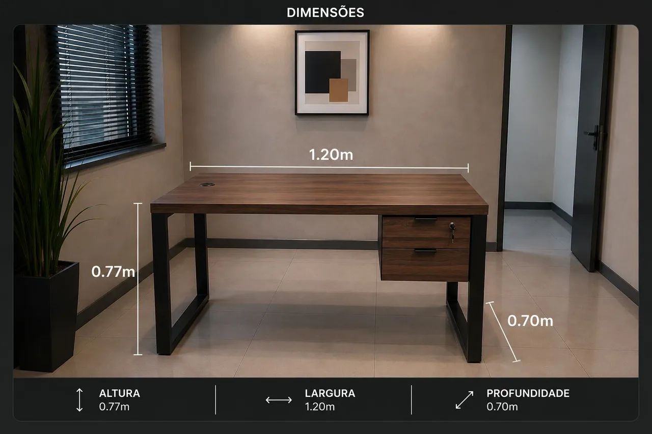 Mesa de 1.20m robusta com 2 gavetas  - Foto 3