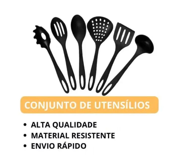 Kit  6 Utensílios de Cozinha Preto  - Foto 2