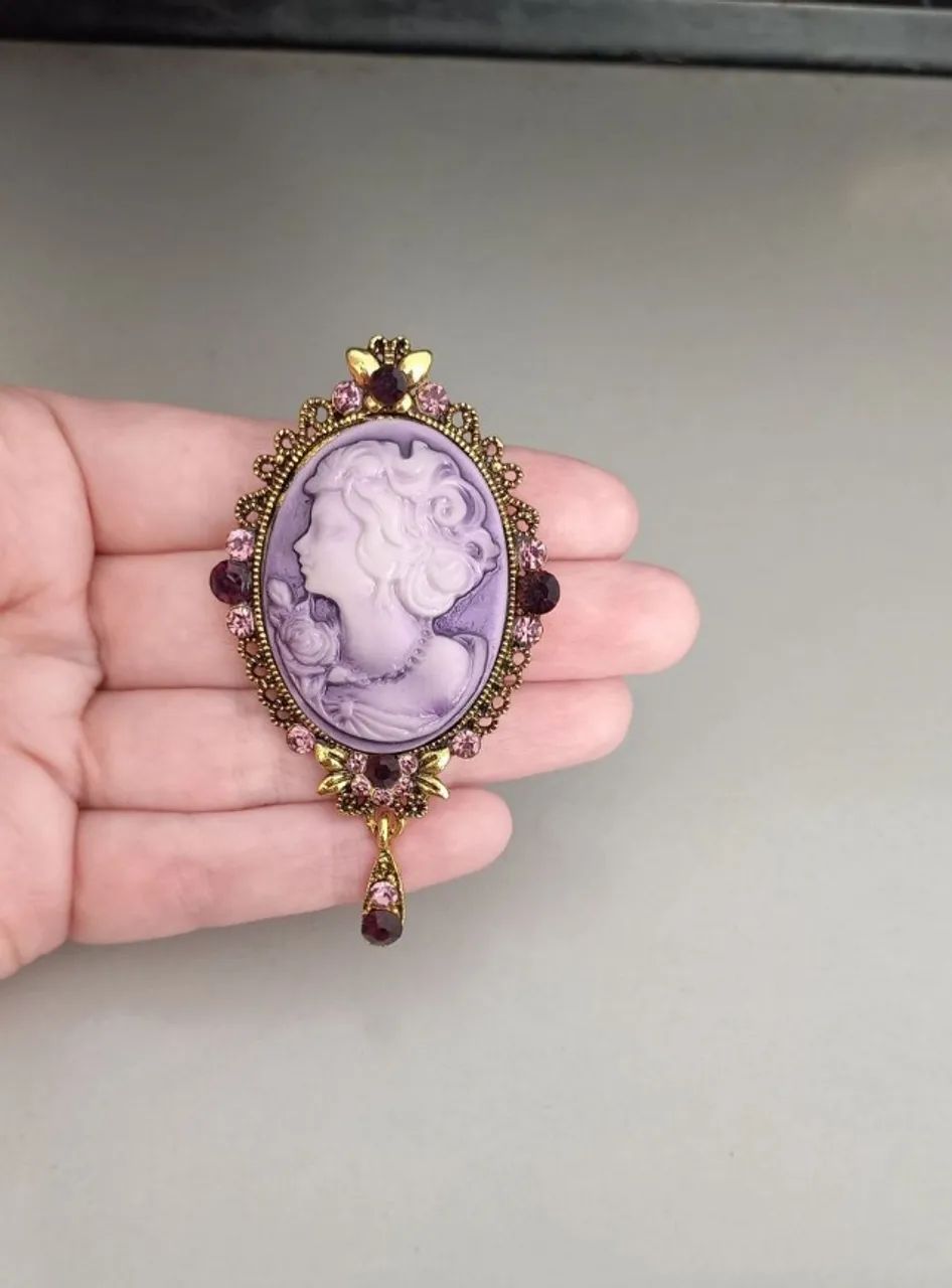 Broche de Camafeu Roxo Oval (novo) - Foto 2