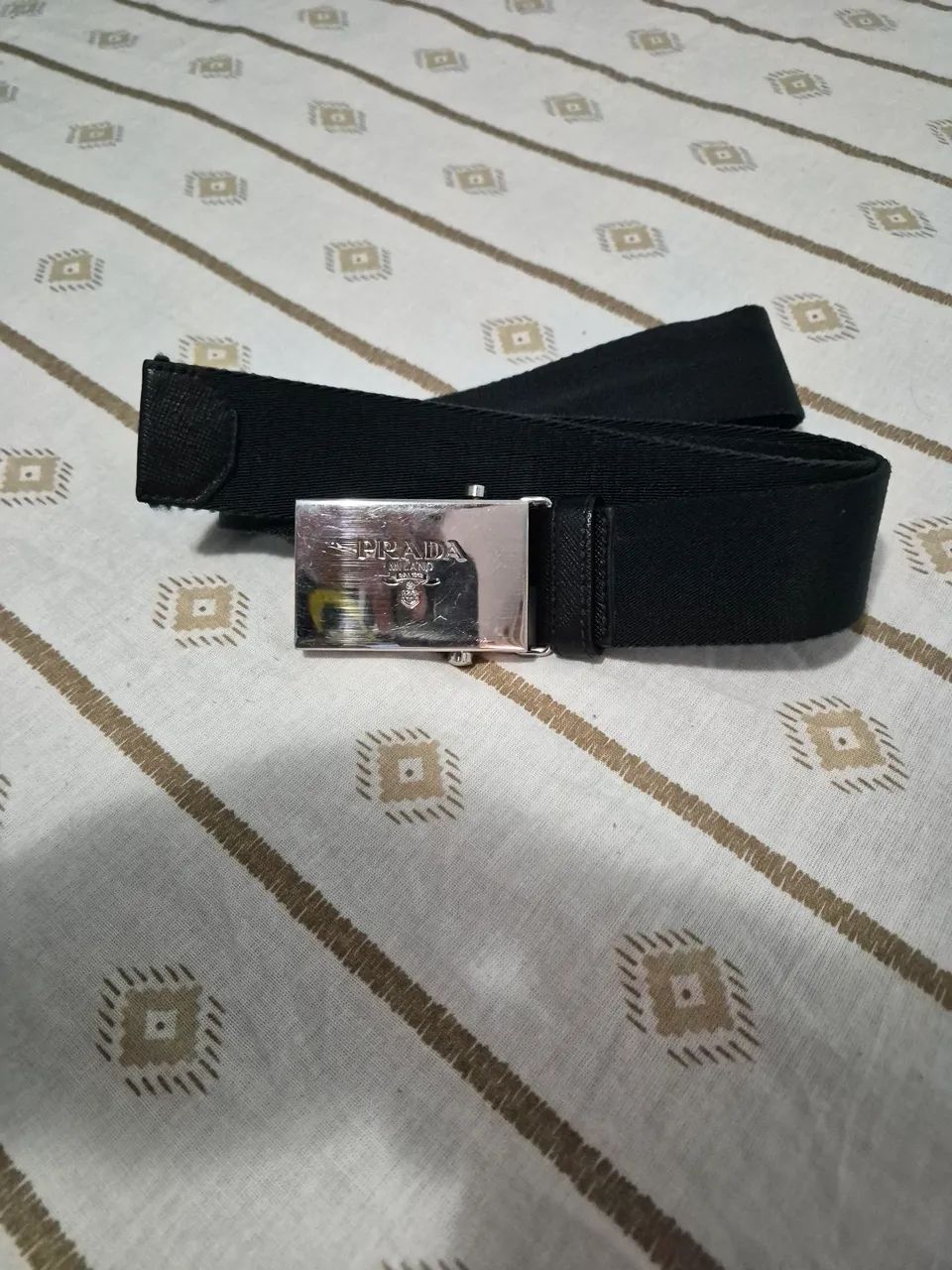 Cinto Prada Verde Escuro Masculino com Logo Gravada Original - Foto 2