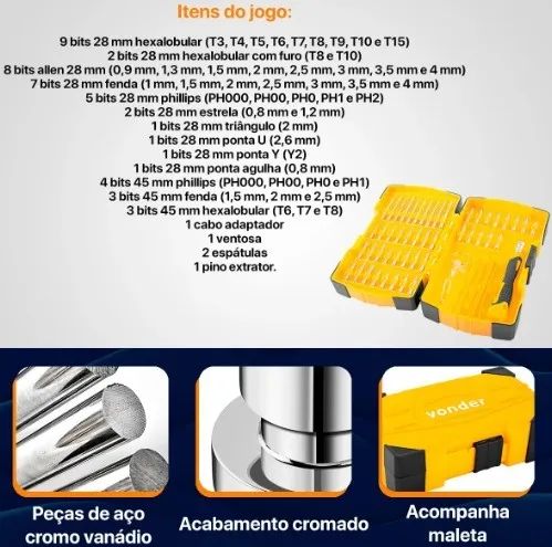 Kit Chaves De Precisão Aço Vanádio 52 Peças Vonder - Foto 4