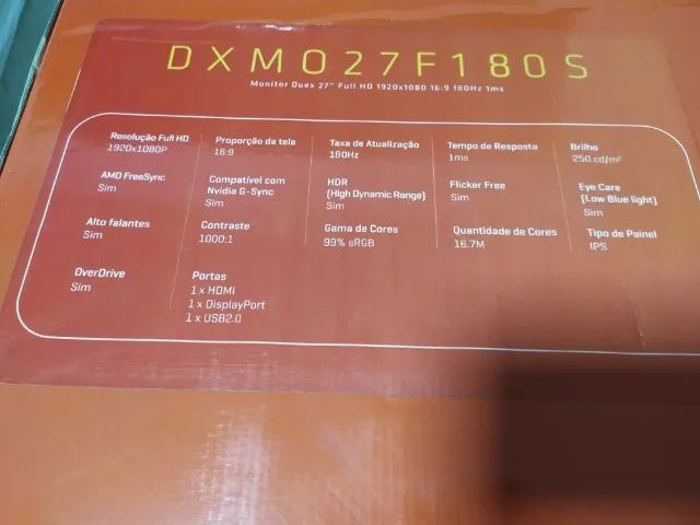 Monitor Gamer Duex 27", Full HD, 180Hz, 1ms, IPS, Adaptative-Sync, HDR 10, HDMI e DisplayP - Foto 3