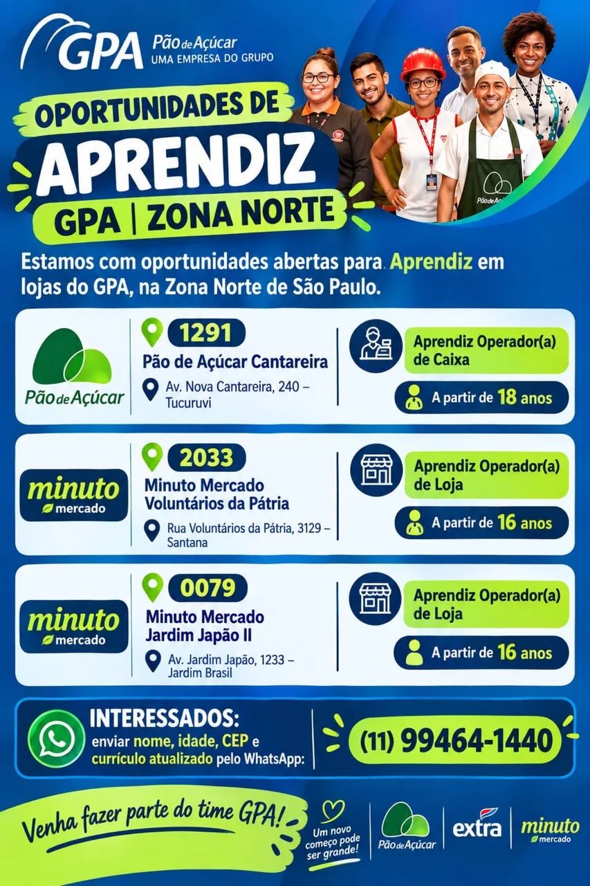 Vaga de emprego na zona norte 
