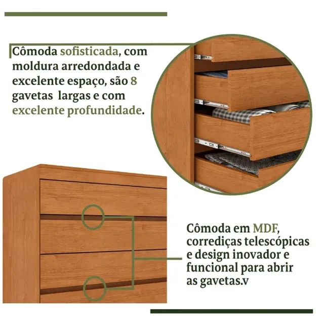 Cômoda Espanha 8 Gavetas Tcil - Foto 3