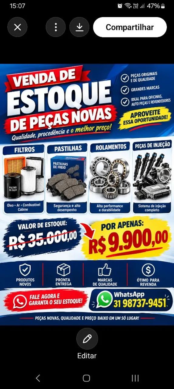 Estoque de peças Automotivas Novas