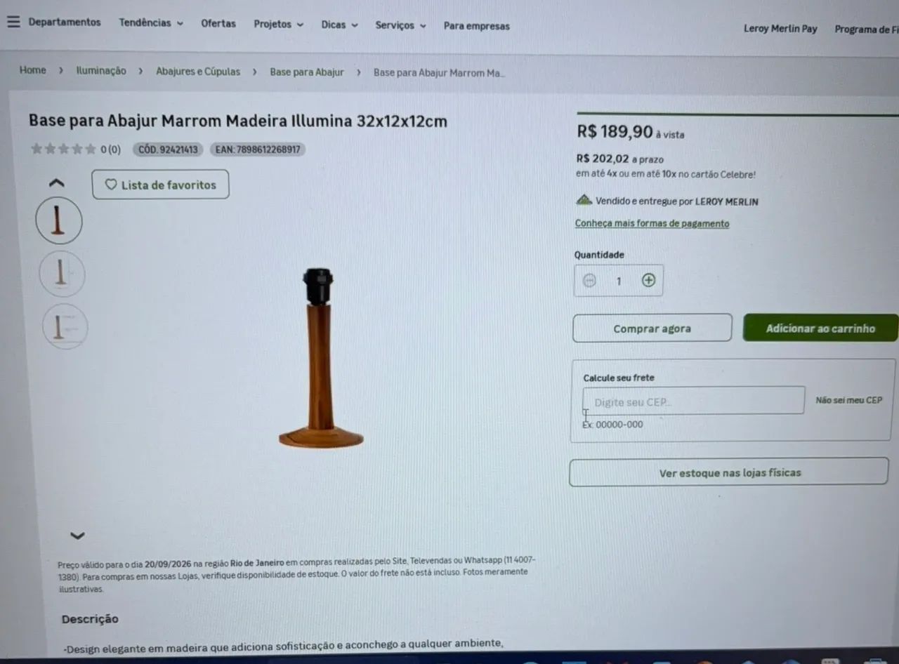 Abajur minimalista base madeira  - Foto 4