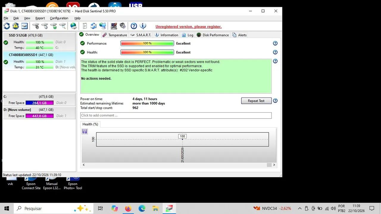 SSD crucial 480gb 100% - Foto 4