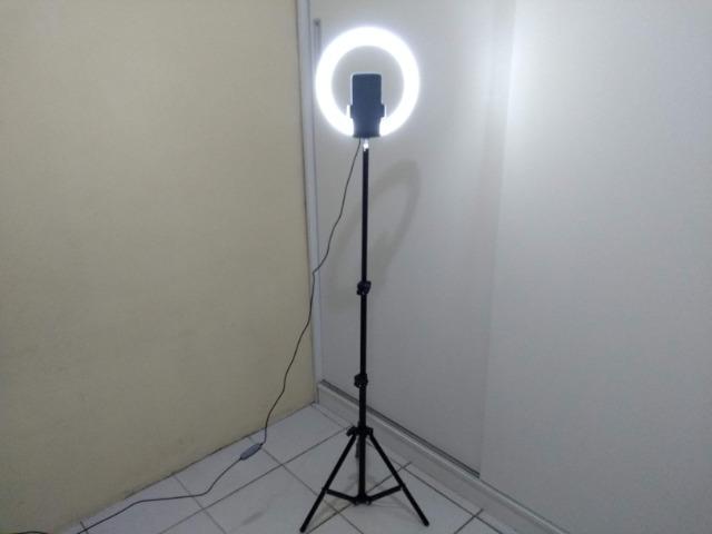 Ring Light 26cm + Tripé 1,60m + Tripé de mesa Entrega Grátis - Foto 4
