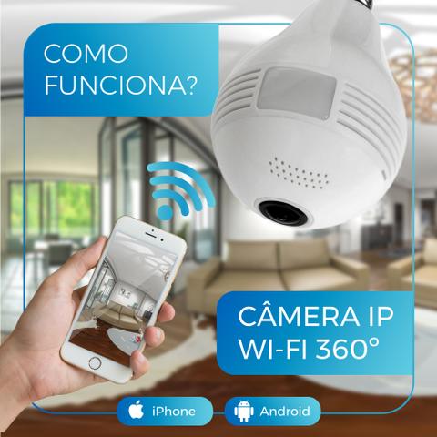 Lâmpada Espiã Câmera Ip Led Wifi Hd Panorâmica 360º Celular - Foto 4
