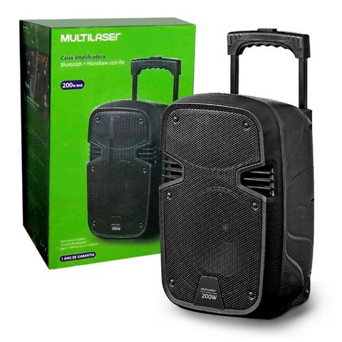 Caixa de Som Amplificadora SP329 Multilaser 8 Pol 200W Com Bluetooth Usb Fm Aux Sd Microf