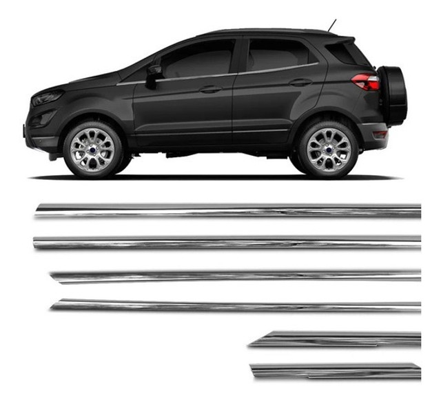 Kit Friso Lateral Pestana Janela Cromado Ecosport 4p - Foto 2