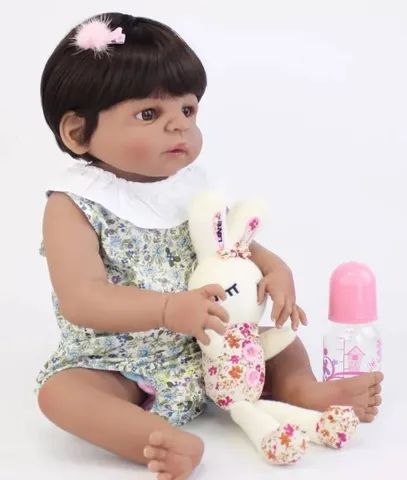 Brinquedos Boneca Reborn Original Negra Bb Riborne Silicone