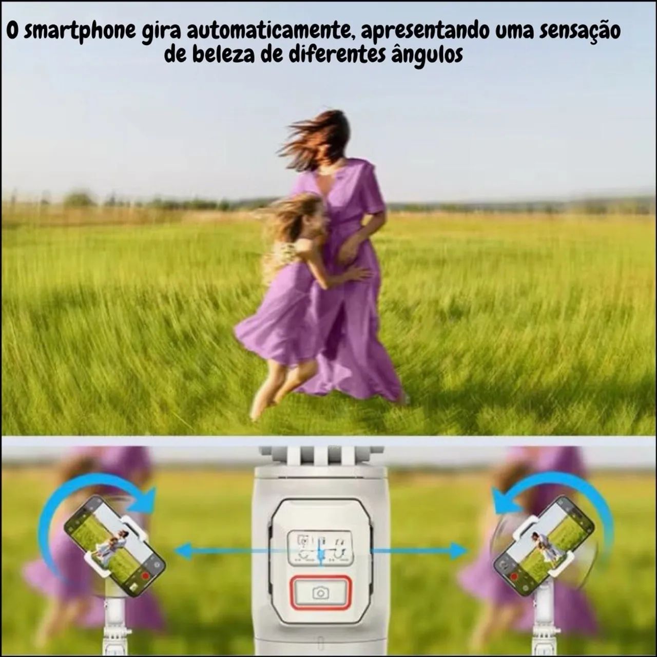 Gimbal  bastão self Estabilizador imagem 2 eixos  - Luz preenchimento - Foto 2