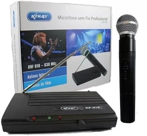 MICROFONE SEM FIO UHF WIRELESS KNUP KP-910 DINAMICO - Foto 2