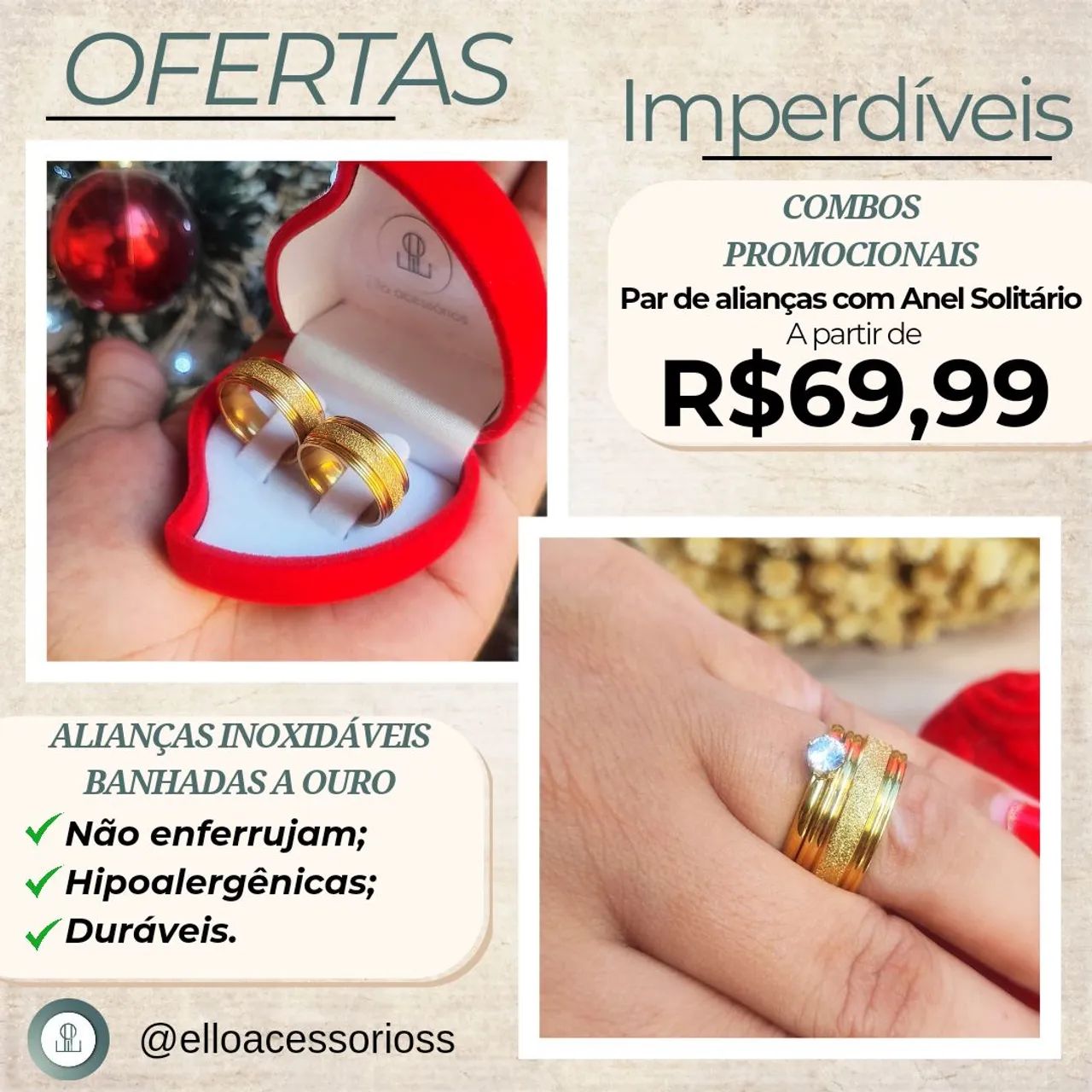 Par de alianças de noivado banhadas a ouro 18k 