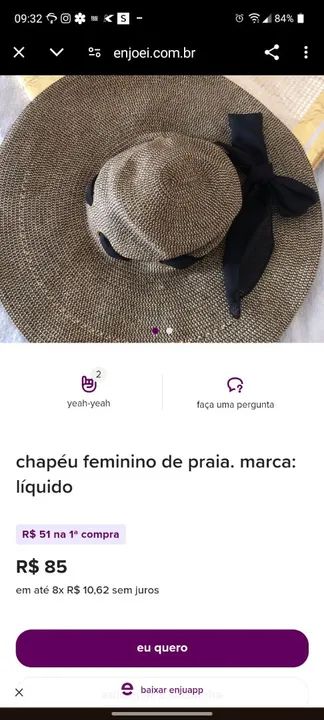 Chapéu de Sol de Palha da Líquido M - Foto 4