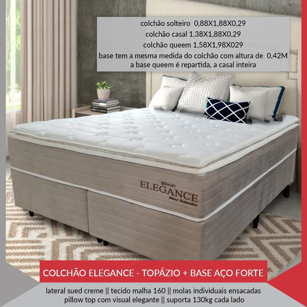 Colchão elegance Queen com a base