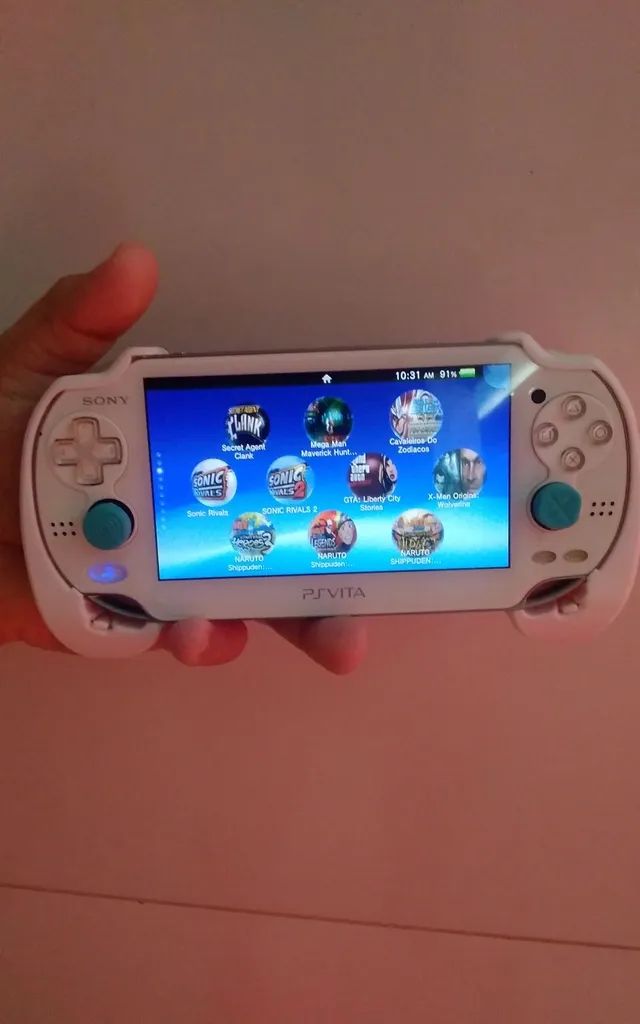 Ps Vita Fat Branco Raro Gb Desbloqueado C Jogos Pelicula Suporte