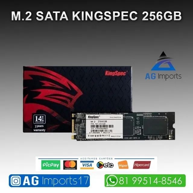 SSD M.2 SATA 128GB / 256GB - KingSpec - Entregamos