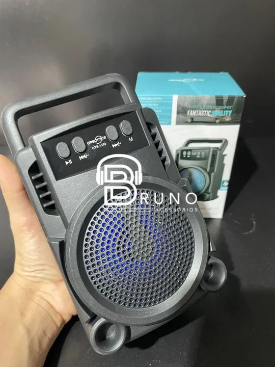 Caixa de Som Bluetooth Portátil com Bluetooth e Microfone - GrectIce GTS-1380