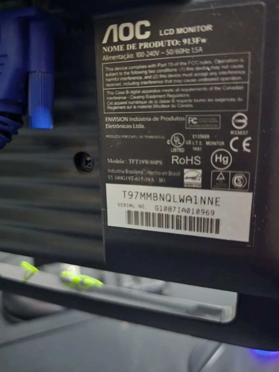 Monitor AOC tela LCD 19.5 pol TELA ESBRANQUIÇADA. - Foto 2