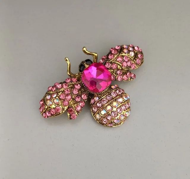 Broche de Abelha Pedra Pink (novo) - Foto 3