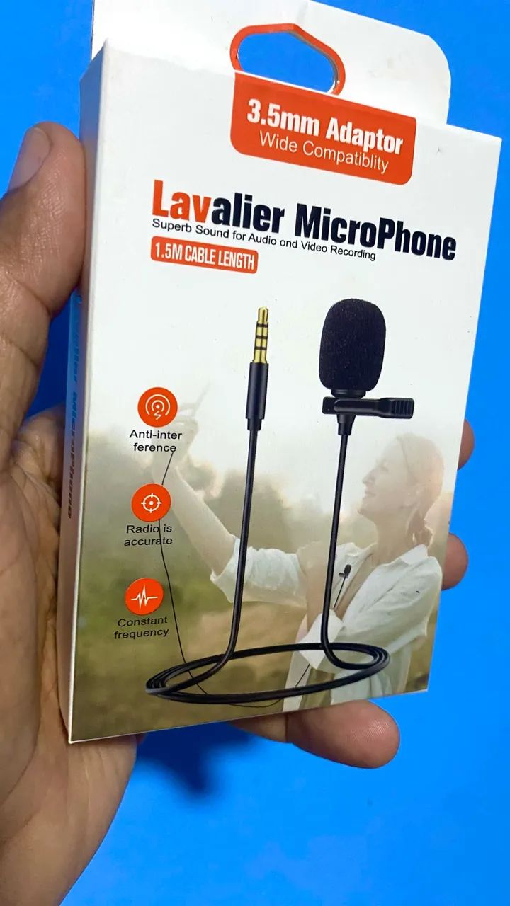 Microfone lapela com fio