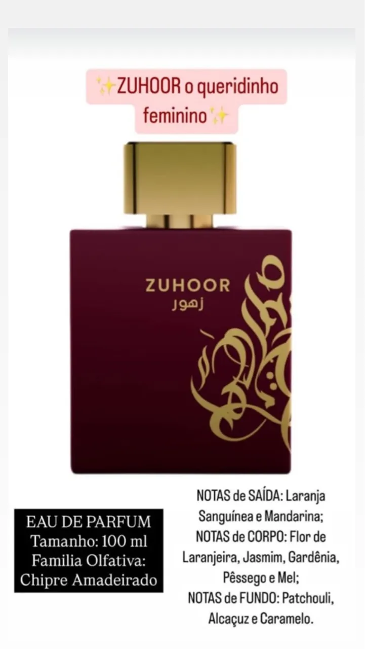 Perfume Zuhoor Feminino Eau de Parfum 100ml