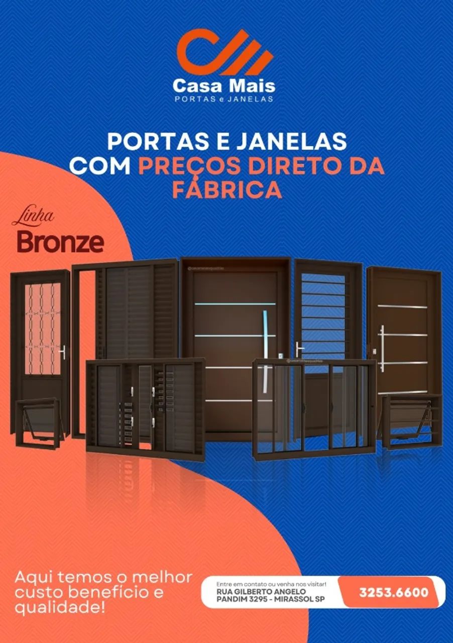 Portas e Janelas na cor Bronze Direto da Fábrica para sua obra
