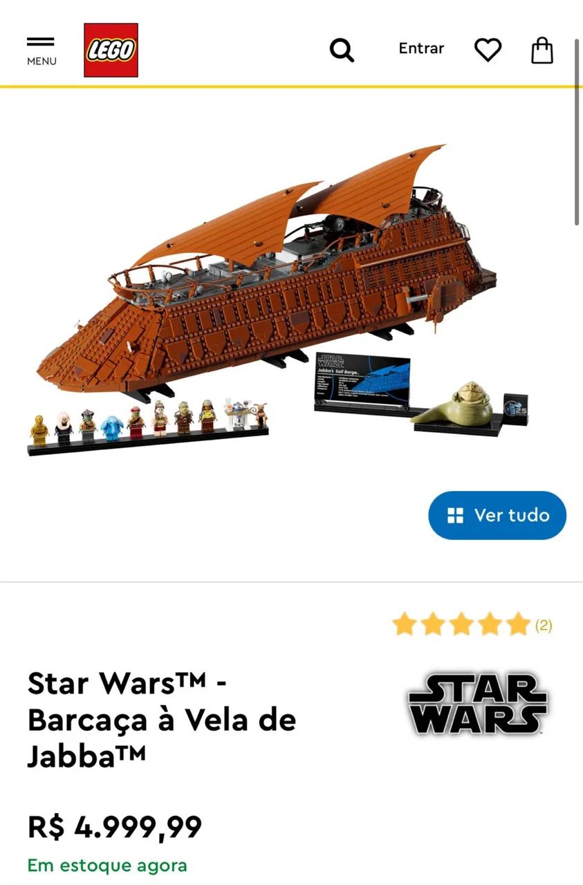 Star Wars com a incrível Barcaça à Vela de Jabba da Lego