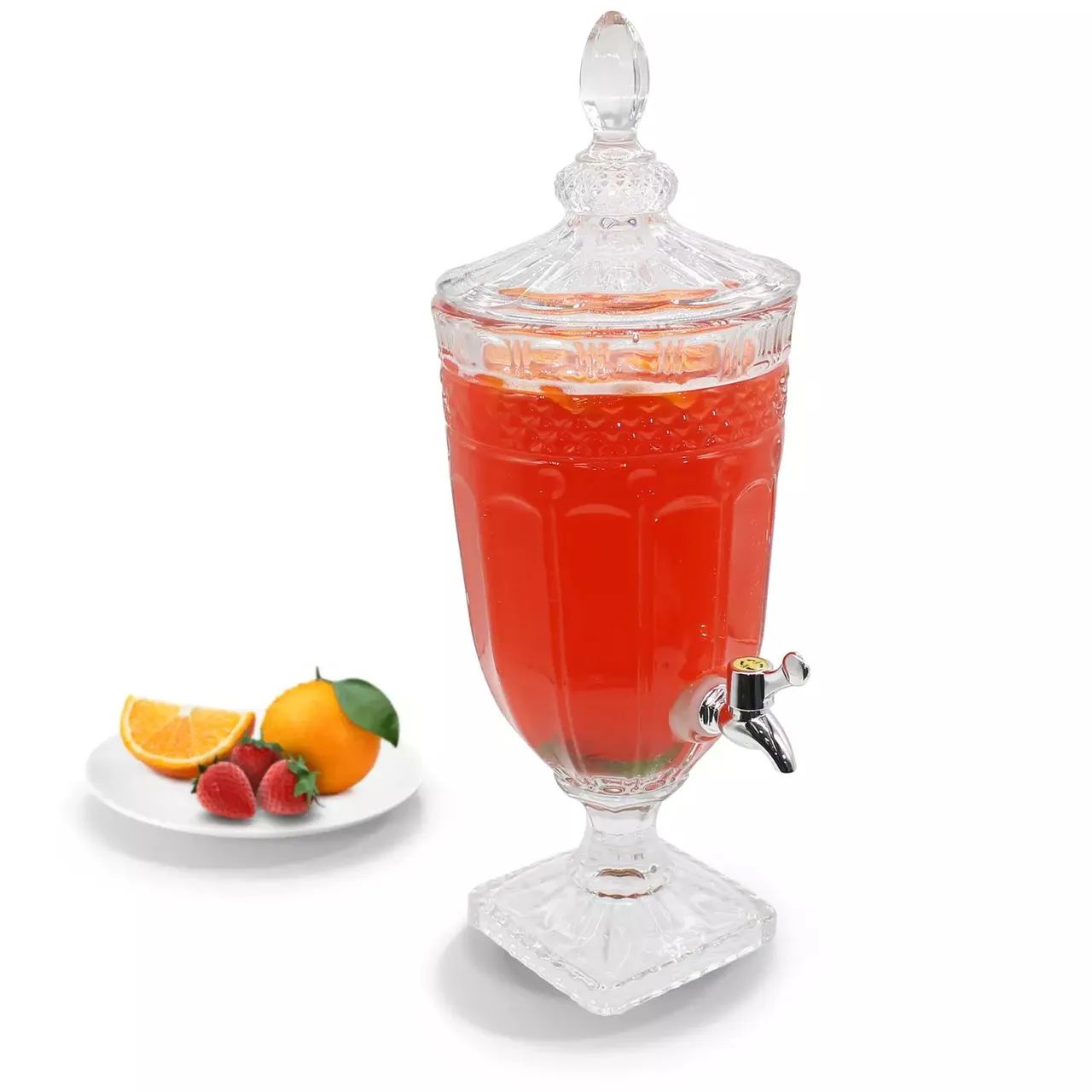 Suqueira Dispenser Bebidas Água Suco 3 Litros Cristal Luxo