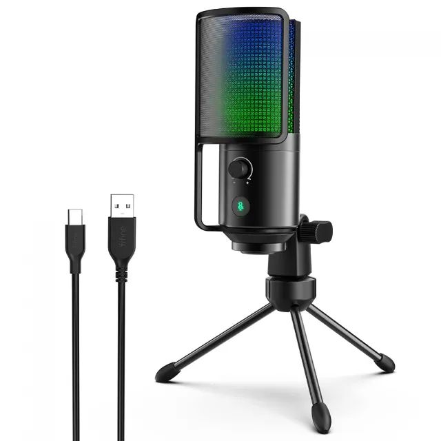 Microfone Gamer Fifine K669-PRO 2, RGB, USB, Black - Foto 3