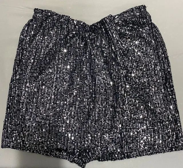 Short saia de paetê prata - Foto 2