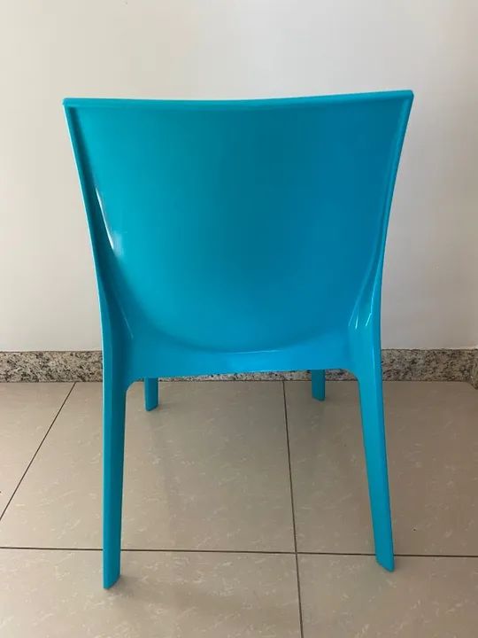 Jogo com 4 cadeiras Tramontina Alice Satinada Sem Braços cor Azul - Foto 3