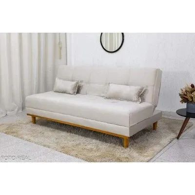 Sofá Cama Casal larg. 1.80m Molas Bonnel Linho Cinza rf76 - Foto 3
