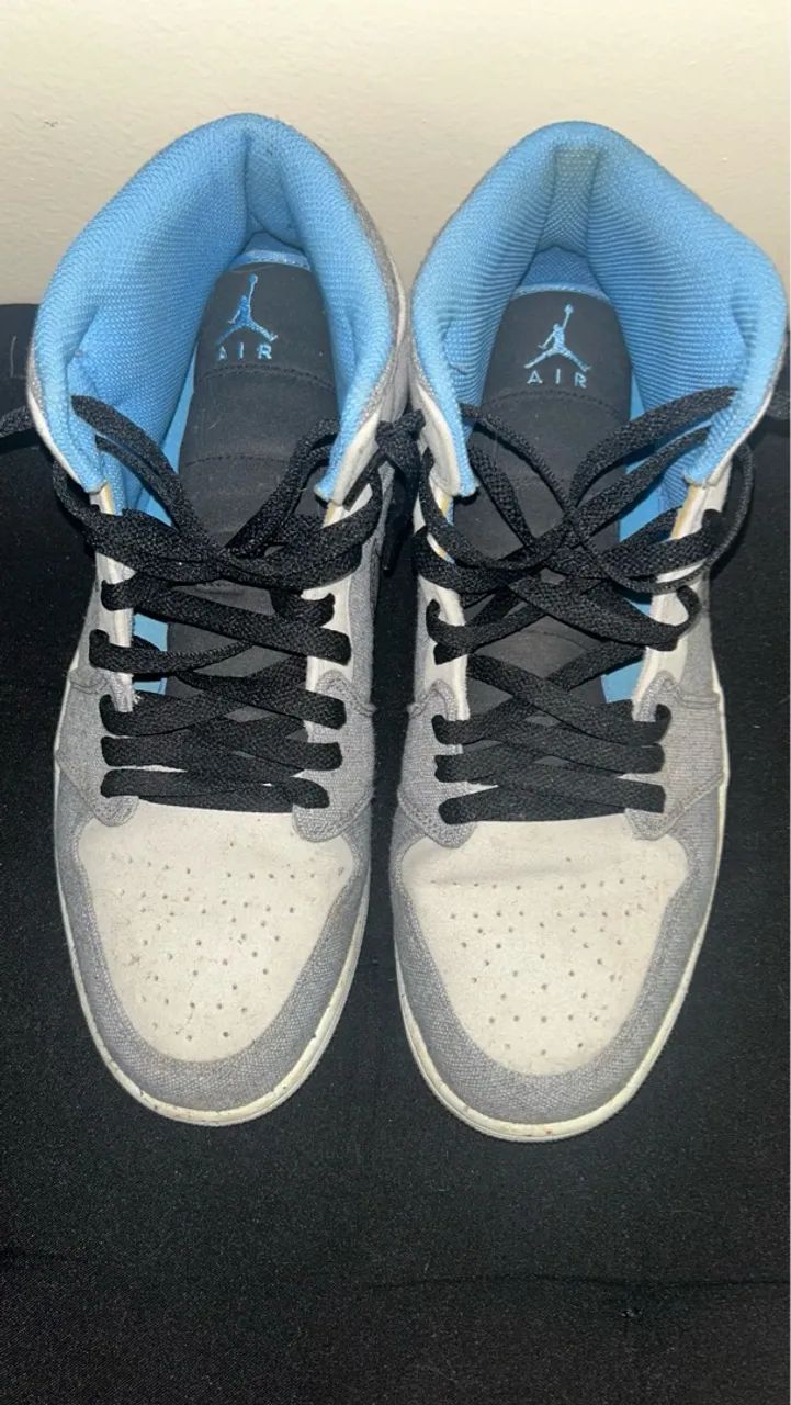 Air Jordan 1 Mid Cinza e Azul - Foto 3