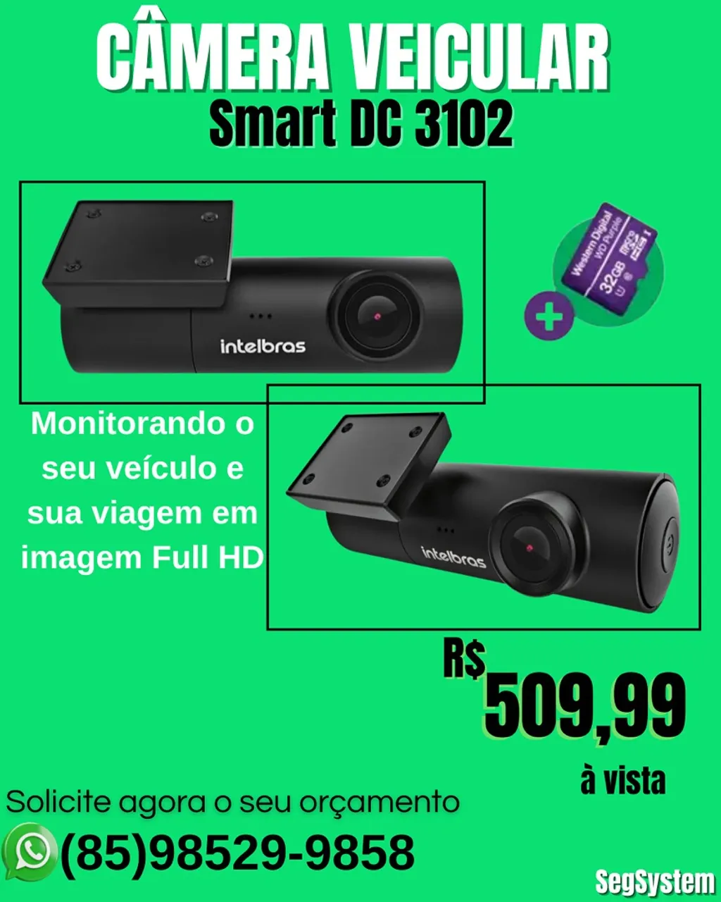 CÂMERA VEICULAR INTELBRAS C/ SD 32GB