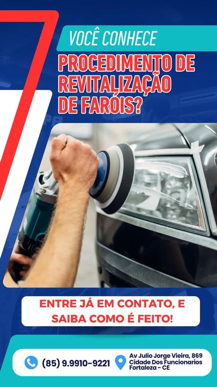 Polimento e Vitrificação Farol Veicular com 1 ano e 6 Meses Garantia