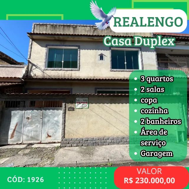 Realengo Casa duplex vazia 03 quartos com garagem