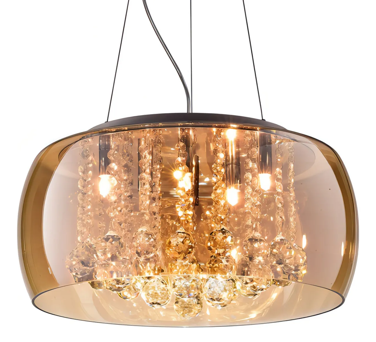 Luminária Pendente Plafon Cristal 50x20cm Âmbar Cor Âmbar