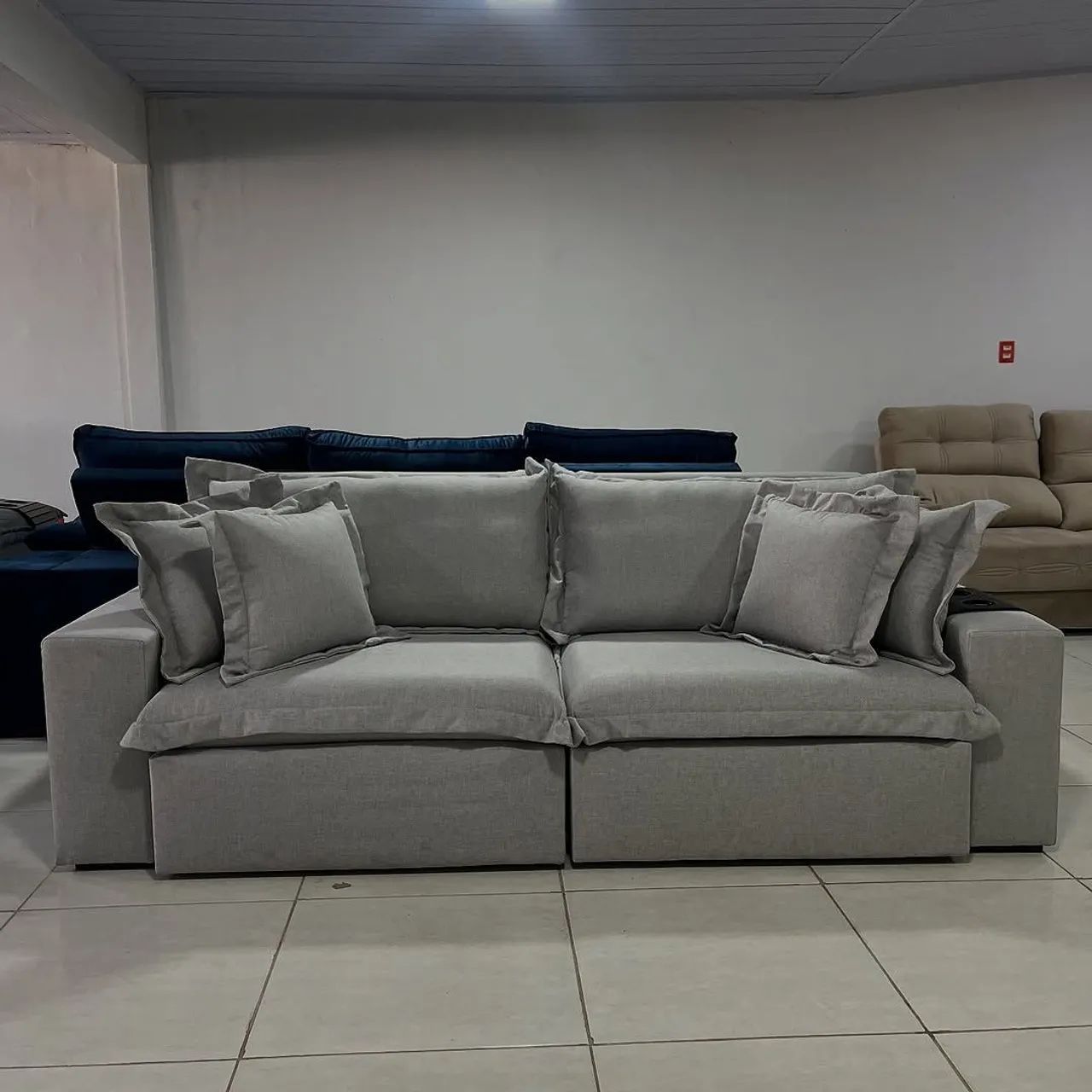 Sofá Retrátil e Reclinável 2.50cm Linho Cinza - Foto 5
