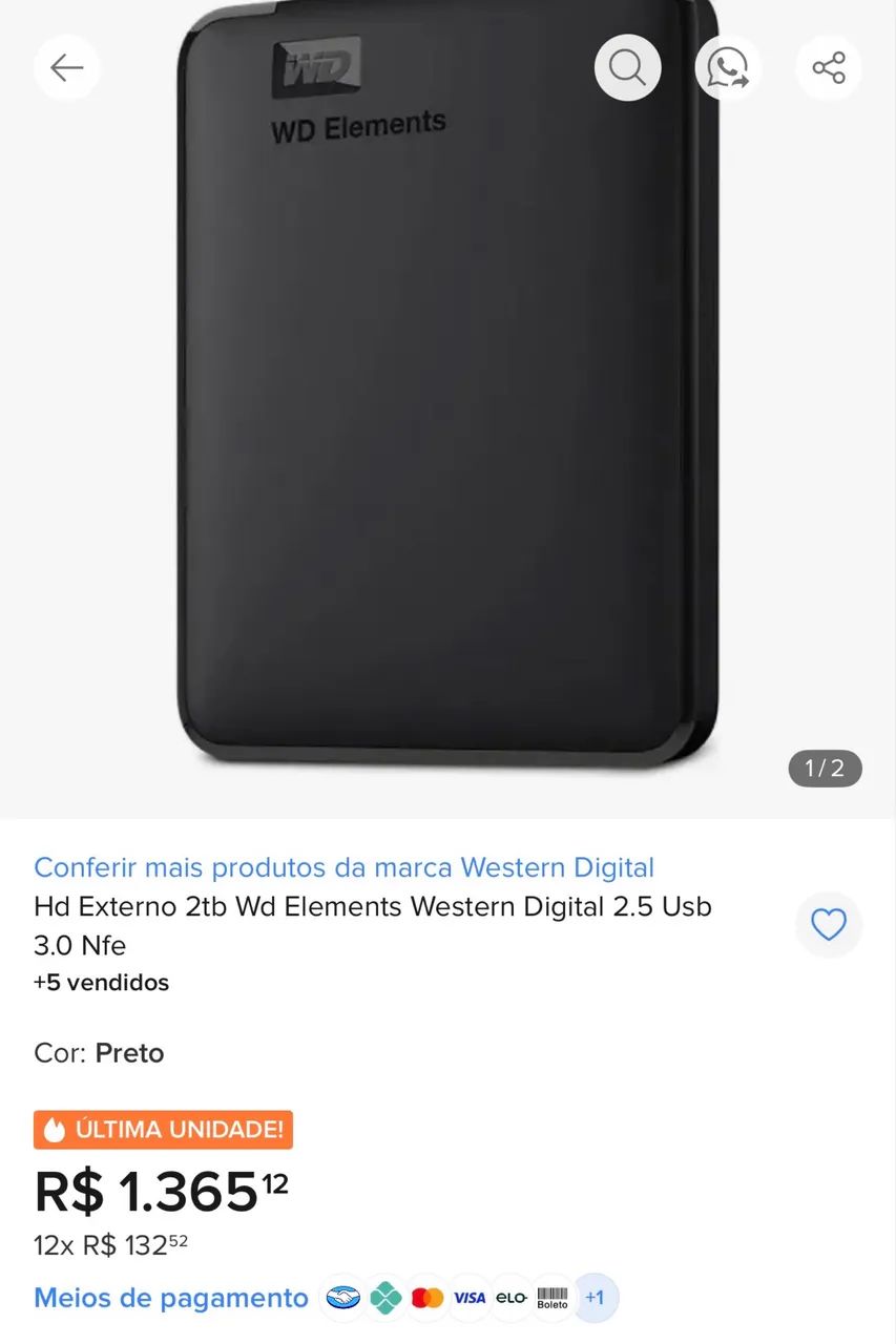 Hd portátil wd elements - Foto 2