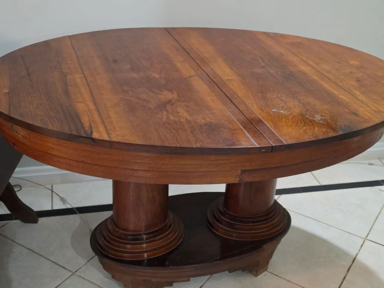 Mesa oval extensível madeira maciça antiga - Foto 3